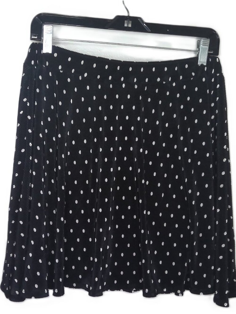 Bebe Black & White Polkal Dot Circle Skirt Flirty Flouncy Flowy Micro Rib Knee M